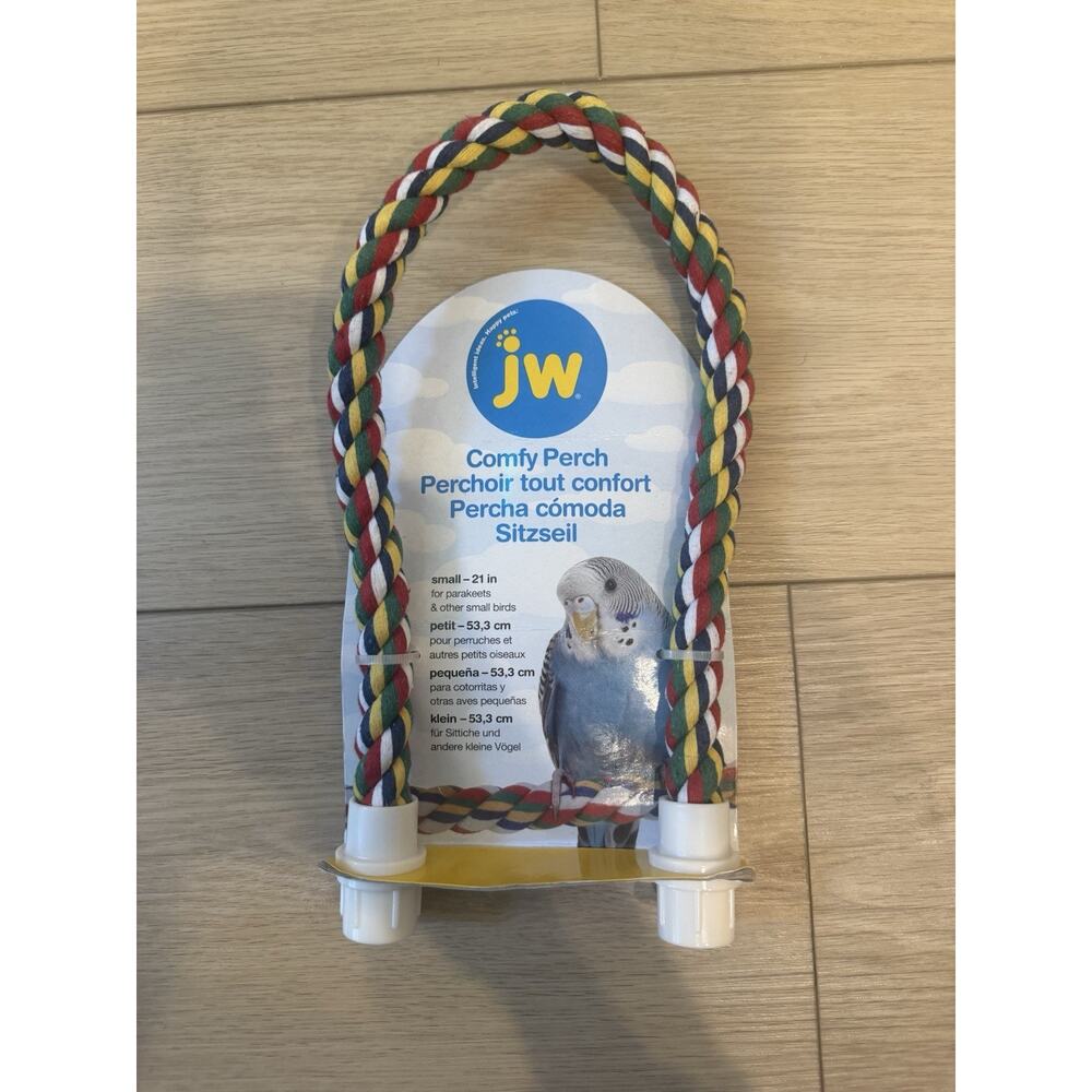 JW Comfy Perch Cable Interactive Cage bird Toy Multicolor Small 21 inch